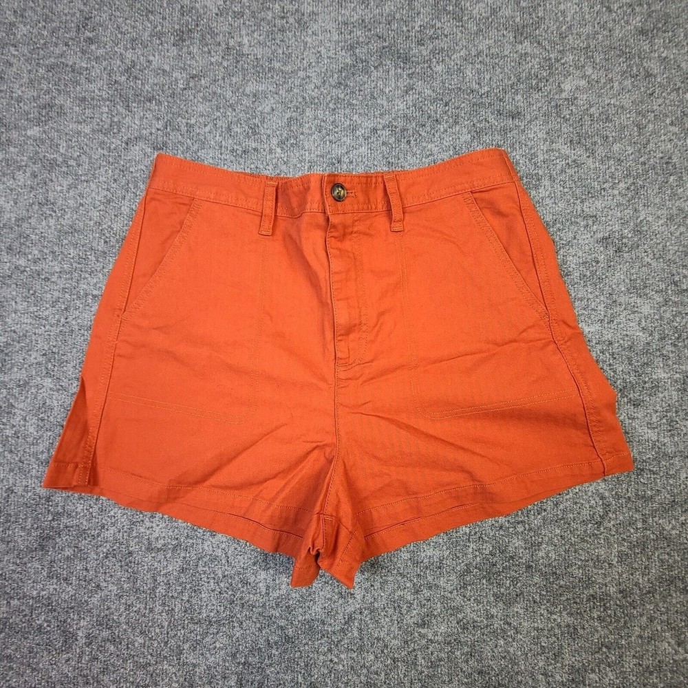 New Madewell Womens High Rise Shorts Size Large Orange 32x2 Stretch Waist